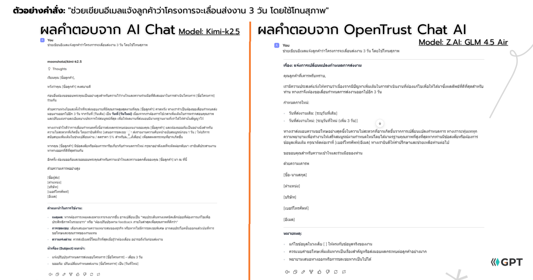 ผลเปรียบเทียบคำตอบ AI 02